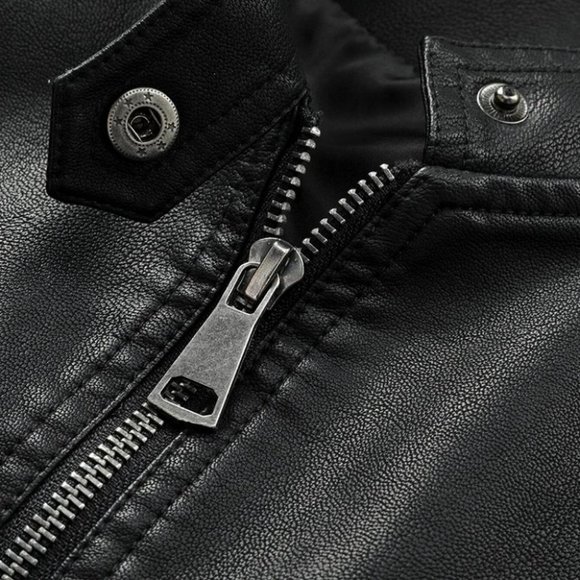 Black Mens PU Leather Jacket - Picture 7 of 7